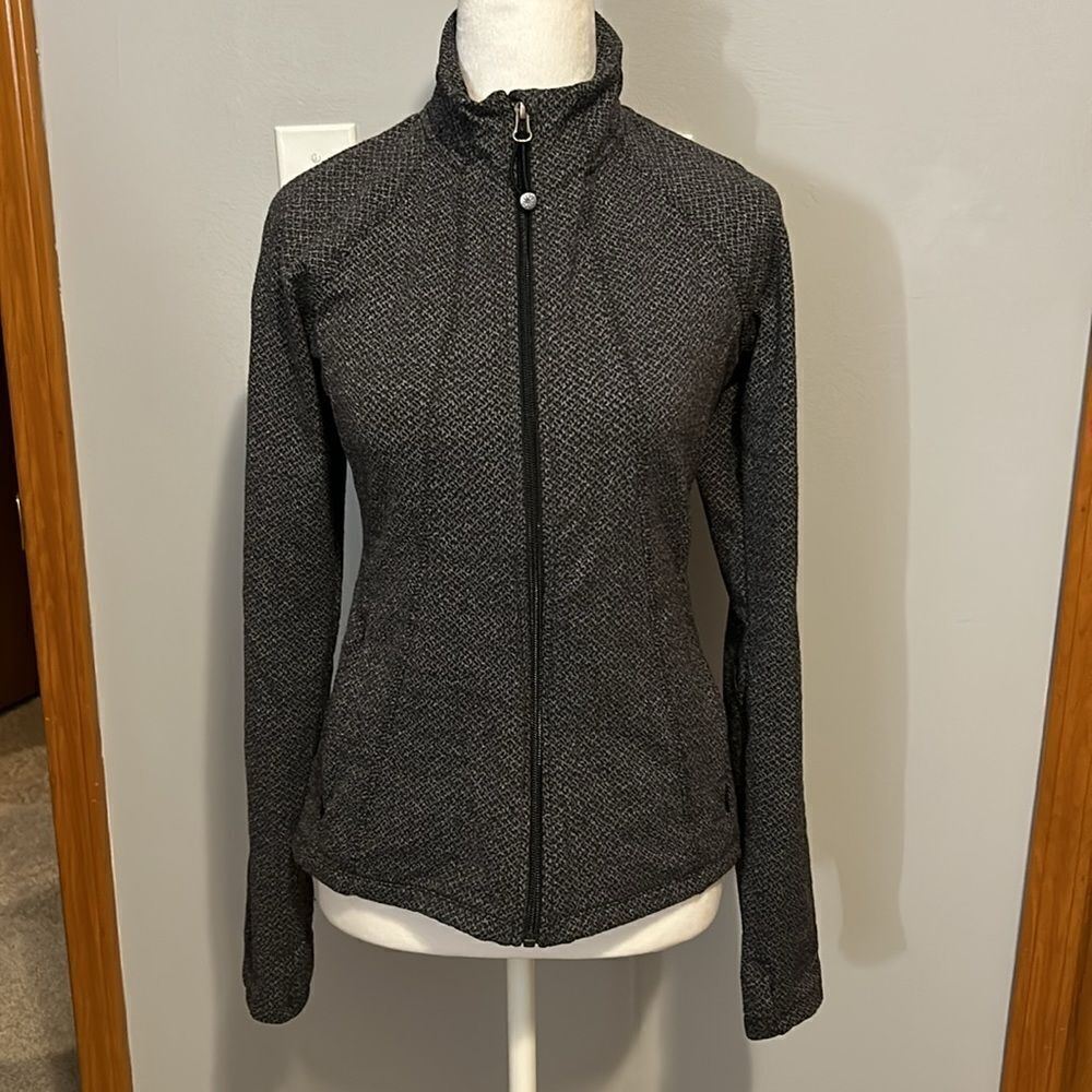 Athleta Criss Cross Hope Fitted Zip Jacket herringbone Size S BIN D